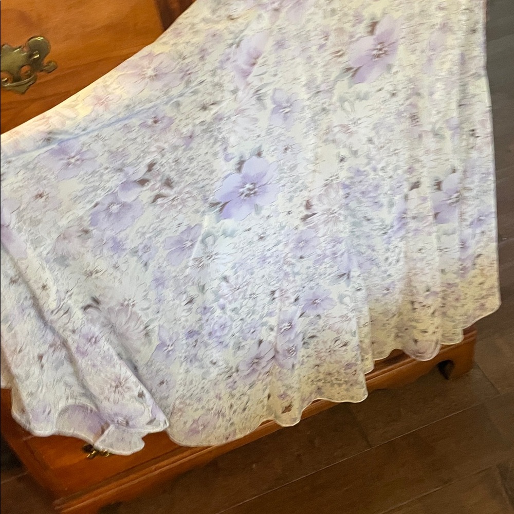 Soft Lavender & Light Yellow Floral Circle Skirt with Cream Base
